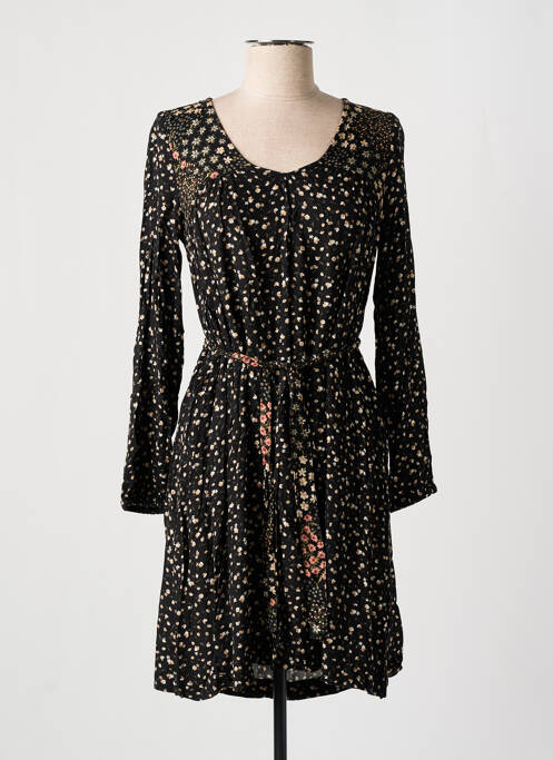 Robe mi-longue coupe fluide manches longues noir BANANA MOON femme