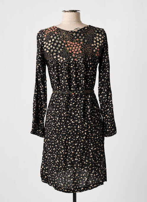 Robe mi-longue coupe fluide manches longues noir BANANA MOON femme
