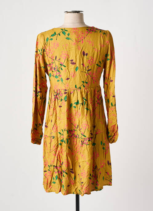 Robe courte coupe évasée manches longues jaune BANANA MOON femme