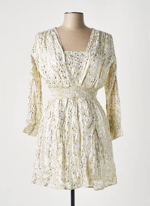 Robe courte manches longues manches longues beige LARA-ETHNICS femme