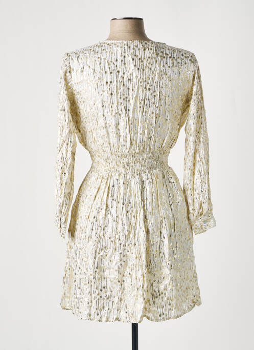 Robe courte manches longues manches longues beige LARA-ETHNICS femme