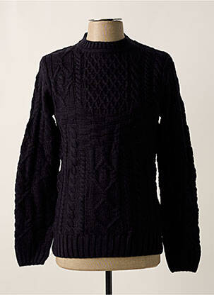 Pull maille torsadée manches longues bleu QUINZE & TREIZE homme