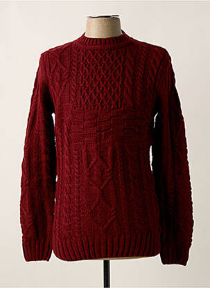 Pull maille torsadée manches longues rouge QUINZE & TREIZE homme
