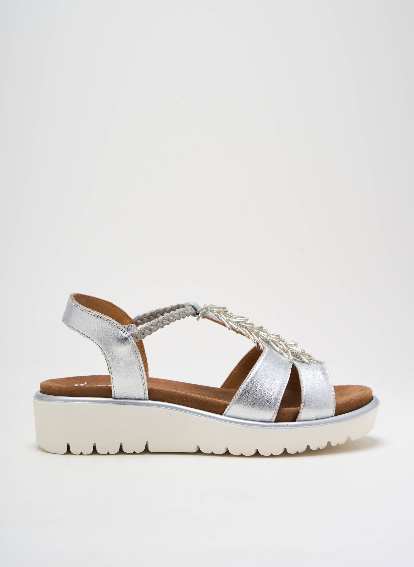 Sandales/nu pieds tissage satiné talon de 4 à 6cm argent ARA femme