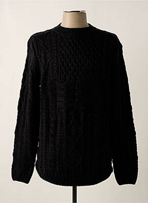Pull maille torsadée manches longues noir QUINZE & TREIZE homme