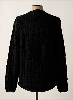 Pull maille torsadée manches longues noir QUINZE & TREIZE homme