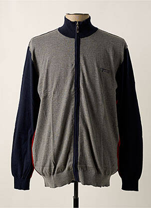Gilet manches longues finition bords-côtes gris COMPTOIR DU RUGBY homme