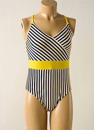 Maillot de bain 1 pièce effet matière satinée haut soutien-gorge moulé jaune MARIE JO femme