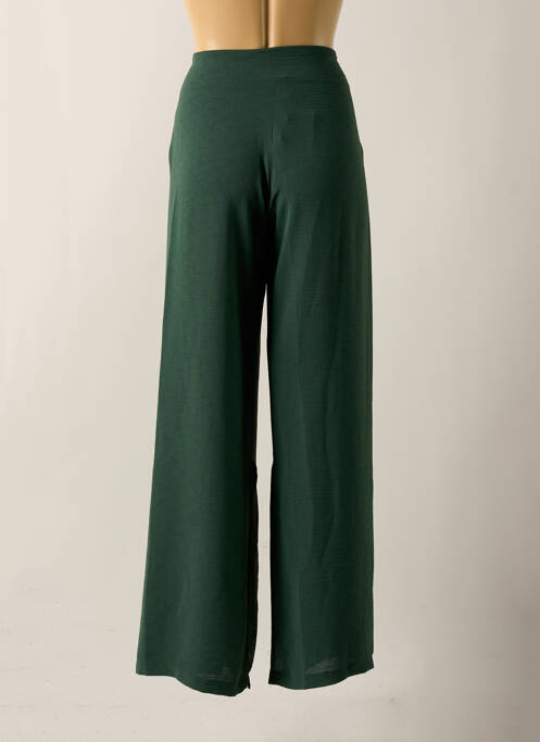 Pantalon large tissage crêpe taille haute vert LO! LES FILLES femme