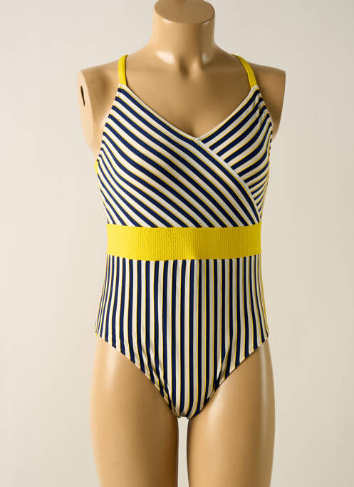 Maillot de bain 1 pièce effet matière satinée haut soutien-gorge moulé jaune MARIE JO femme