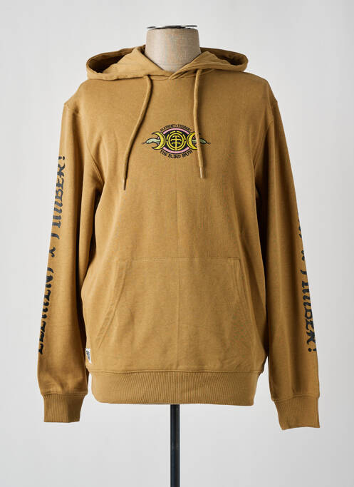 Sweat-shirt à capuche tissage jersey manches longues beige ELEMENT homme