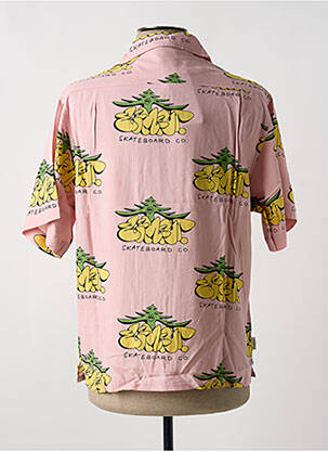 Chemise manches courtes col tailleur rose ELEMENT homme