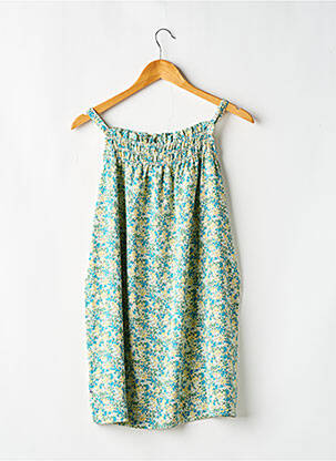 Robe mi-longue col carré sans manche bleu LE TEMPS DES CERISES fille