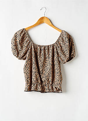 Top coupe cintrée manches courtes beige GARCIA fille