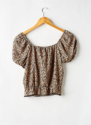Top coupe cintrée manches courtes beige GARCIA fille