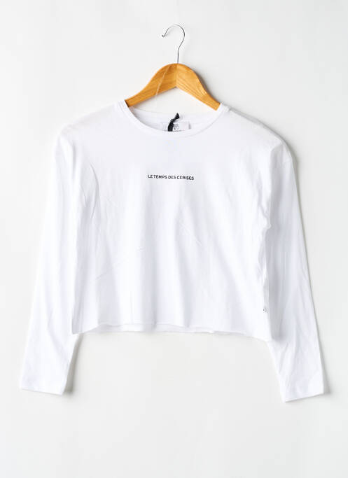 T-shirt stretch manches longues blanc LE TEMPS DES CERISES fille