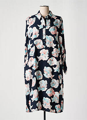 Robe mi-longue imprimé fleurs manches longues bleu TOM TAILOR femme