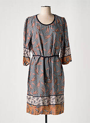 Robe mi-longue manches 3/4 manches 3/4 bleu GRIFFON femme