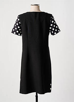 Robe mi-longue tissage crêpe manches courtes noir HIPPOCAMPE femme