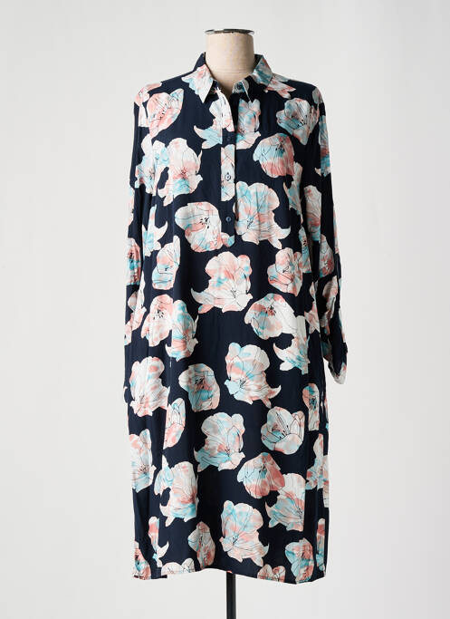 Robe mi-longue imprimé fleurs manches longues bleu TOM TAILOR femme