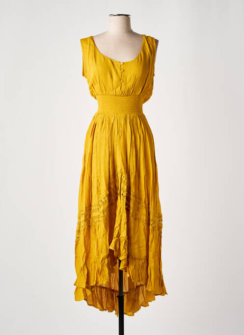 Robe mi-longue jaune SMASH WEAR pour femme