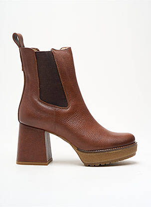 Bottines/boots tissage satiné talon de 7 à 9cm marron GADEA femme