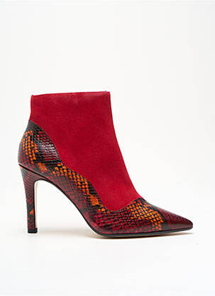 Bottines/boots tissage satiné talon de 7 à 9cm rouge LODI femme