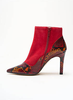 Bottines/boots tissage satiné talon de 7 à 9cm rouge LODI femme