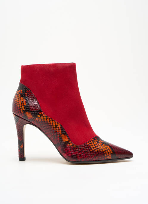 Bottines/boots tissage satiné talon de 7 à 9cm rouge LODI femme