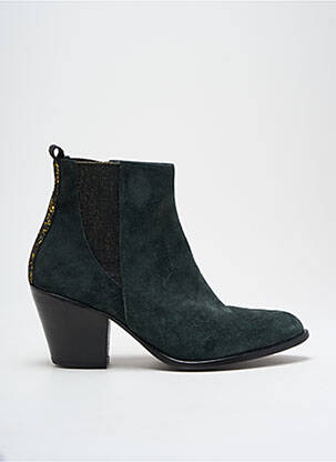 Bottines/boots tissage satiné talon de 4 à 6cm vert BLU VELVET femme