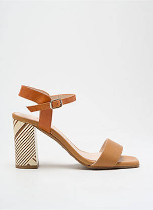 Sandales/nu pieds matière lisse talon de 4 à 6cm orange LODI femme