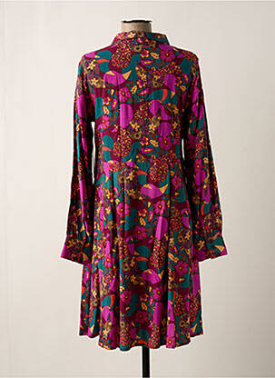 Robe mi-longue imprimé fleurs manches longues rose AGATHE & LOUISE femme