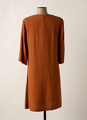Robe mi-longue coupe fluide manches 3/4 marron JANIS & JOHN femme
