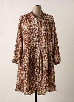 Robe courte coupe fluide manches 3/4 marron JCL femme