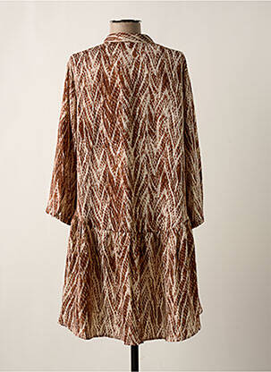 Robe courte coupe fluide manches 3/4 marron JCL femme