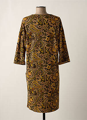 Robe mi-longue manches 3/4 manches 3/4 jaune FRED SABATIER femme