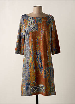 Robe mi-longue manches 3/4 manches 3/4 marron LULU.H femme