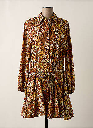 Robe courte coupe évasée manches longues marron RETRO & ICONE femme