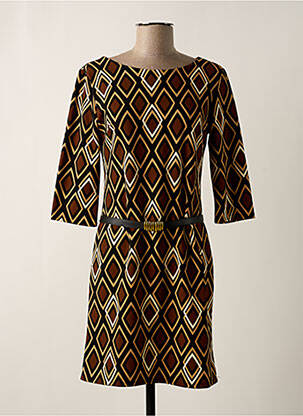 Robe courte manches 3/4 manches 3/4 marron ZEPELINE femme
