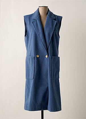 Manteau long coupe cintrée sans capuche bleu SENS UNIQ femme