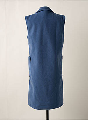 Manteau long coupe cintrée sans capuche bleu SENS UNIQ femme
