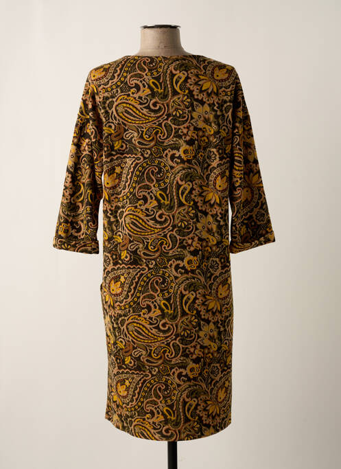 Robe mi-longue manches 3/4 manches 3/4 jaune FRED SABATIER femme