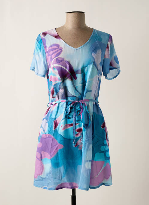 Robe courte manches courtes manches courtes bleu AGATHE & LOUISE femme