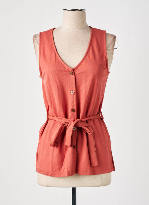 Top coupe cintrée sans manche orange TIFFOSI femme