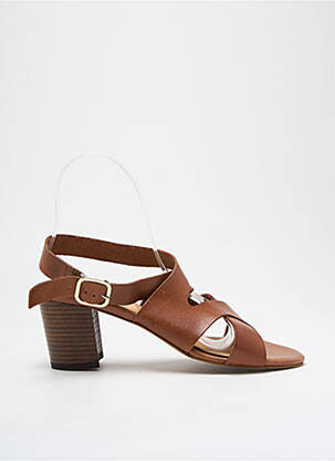 Sandales/nu pieds matière lisse talon de 4 à 6cm marron ALIWELL femme