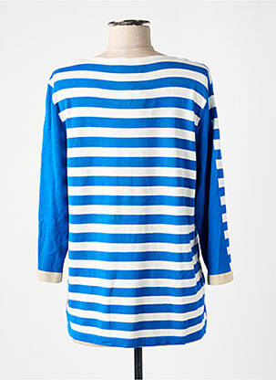 Pull coupe cintrée manches 3/4 bleu MARINA V femme
