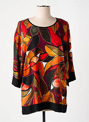 Blouse tissage popeline manches 3/4 orange GREGORY PAT femme