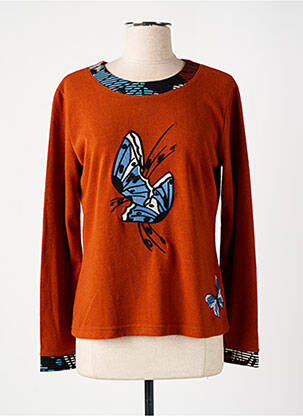Pull coupe cintrée manches longues orange GUY DUBOUIS femme