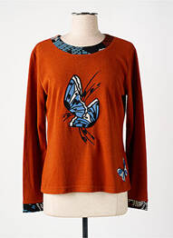 Pull coupe cintrée manches longues orange GUY DUBOUIS femme