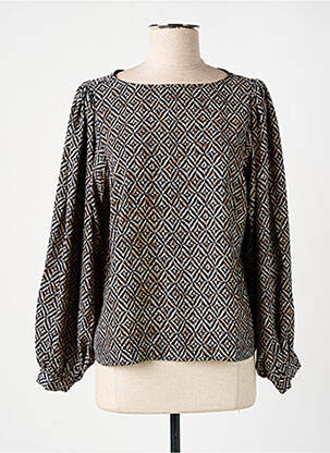 Blouse imprimé fantaisie manches longues noir JANIS & JOHN femme